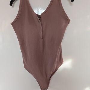 Abercrombie & Fitch Ribbed Dusty Pink Bodysuit Size XL
